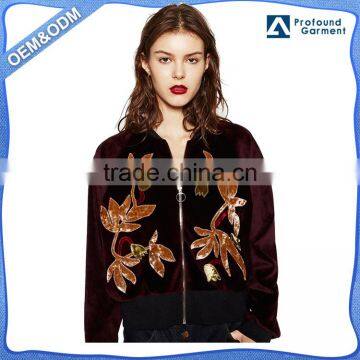 lady velour velvet coats and custom bomber jackets wholesale woman 2016 winter