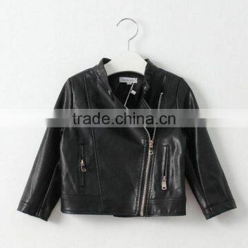 Wholesale Solid Long Sleeve Leather Jackets for Baby Kids Girl photo-2