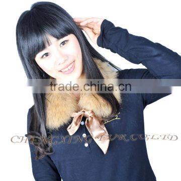 Collar-R6 Winter Morden Ladies Satin Lace Genuine Raccoon Banded Fur Collar photo-2