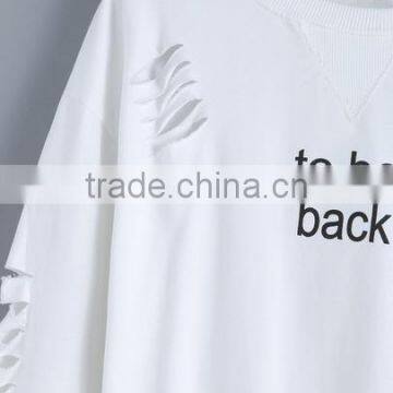 White Round Neck Cut-out Letters Print Sweatshirt for Women photo-2