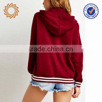 Custom 100%coton Winter Warm Women Fleece Jacket Snap Button With Hood photo-2