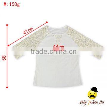 Wholesale Western Women Transparent Lace Floral Half Sleeve Cotton Harem Raglan Lady Modern Shirt Top Blouse photo-5