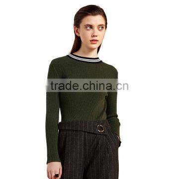 Green Color Women Sweater 2017 Fashion Round-neck Pullover Sweater photo-4