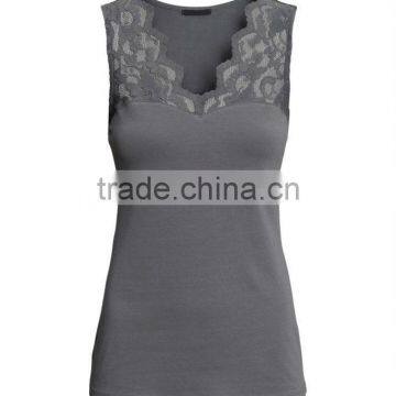 Jersey Tank Top with Lace