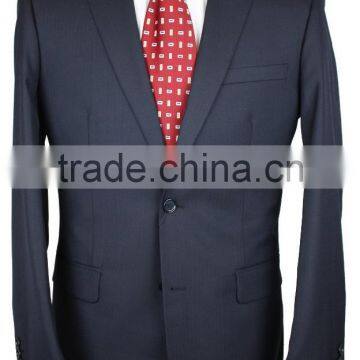 NAAMS MEN'S WOOL 2 BUTTON 2 VENT SLIM FIT SUIT JACKET FLAT FRONT PANT NAVY HERRINGBONE photo-5