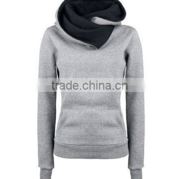 Women's 100% Cotton Turndown Collar Contrast Color Slim Fit Hoody photo-2
