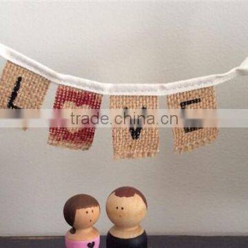 LOVE Tiny & Shabby Hessian Cake Topper Micro Mini Bunting Fun Cupcake Decor photo-2