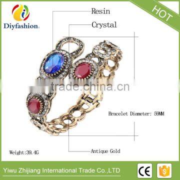 Antique Gold Vintage Bangles Bracelets Female Accessories Fashion Turkish Jewelry Metal Resin Bracelet photo-6
