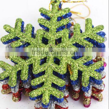 Hot Sale christmas tree Snowflakes plastic christmas plastic glitter hanging snowflake ,christmas decorations