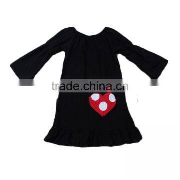 2017 kids wholesale clothing plain solid black valentine dress children frocks designs