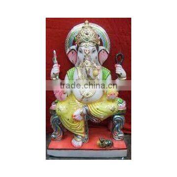 Indian Hand Crafted Art Lord ganesha White marble statue Sculpture handicraft handmade stature stone