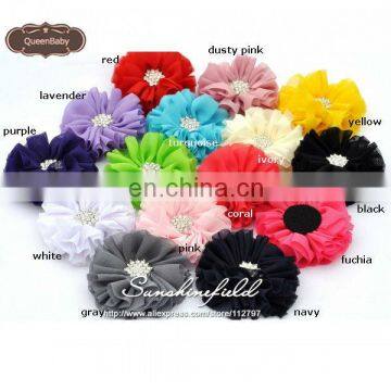 2013 New Style Hot Sale 2.5" Ballerina Flowers Chiffon Flowers With Starburst Button 15 COLOR on sunshine field