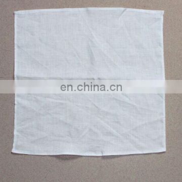 wholesale high quality textile pure flax linen fancy handkerchief with piping hem