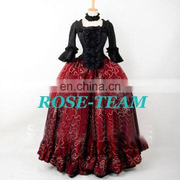 Rose Team-Free Shipping Custom-made Luxurious Elegant Black & Red Medieval Victorian Dress Costume Gothic Dress