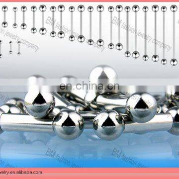 steel-straight-barbell-tongue-ring-2-ball-ends-and-post big gauge body piercing jewelry high polished