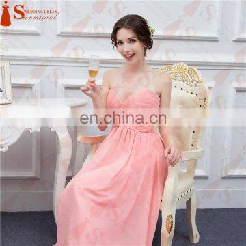 2016 Free Shipping Bridesmaid Dresses Coral Chiffon Sweetheart Cheap Brides Maid Dress Real Photo photo-2