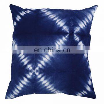 Tie Dye Shibori Print Indigo Blue Hand Printed Hand Made Cotton Cushion Cover