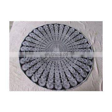 Indian Black Round Tapestry Yoga Mat Beach Throw Mandala Towel