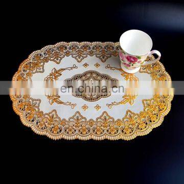 6pcs Bronzing Pvc Placemat Dining Table Mat Golden Coaster Waterproof Insulation Pad Tableware Utensil Restaurant photo-3