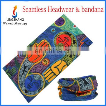 LINGSHANG fashionable customized 100% polyester elastic seamless outdoor multi headband bandana