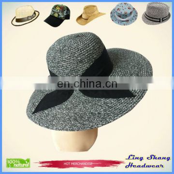 Hot Sale Fashion Lady Straw Hat With Bowknot Summer Fedora hat