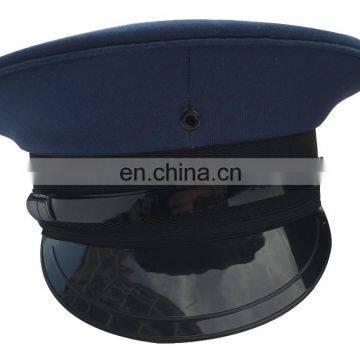 navy blue plain military officer peak cap