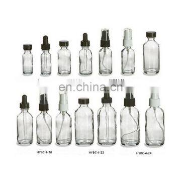 1 oz Clear Boston Round Glass Bottle with Black Fine Mist Spray