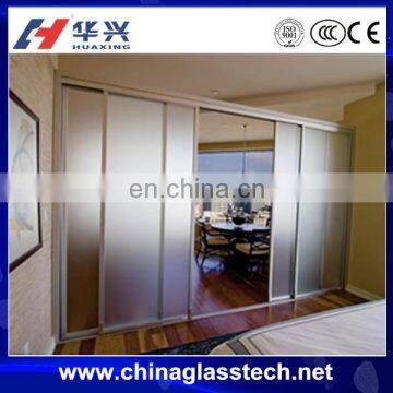 CE certificate tempered unclear frosted glass no deformation aluminum alloy frame room divider door