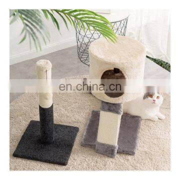 Cheap price warm color beige small size cat climbing jumping frame with cat scratching board post