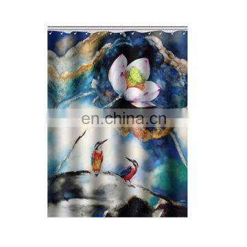 Newest Hookless 3d Printing Bathroom Shower Curtain Bath Mat Set photo-3