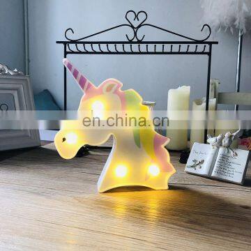 Bedroom Wall Decoration Colorful Unicorn Battery Operated Marquee LED Night Light