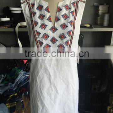 women embroidered sleeveless ethnic dresses