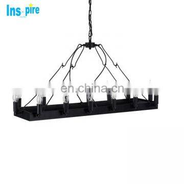 Декоративный большой промышленный подвесной потолочный люстра из черного кованого железа с LED лампами photo-3