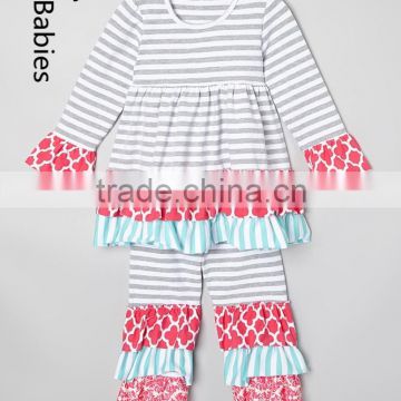 Girls boutique outfits 2016 summer fashion ruffle baby girl sets