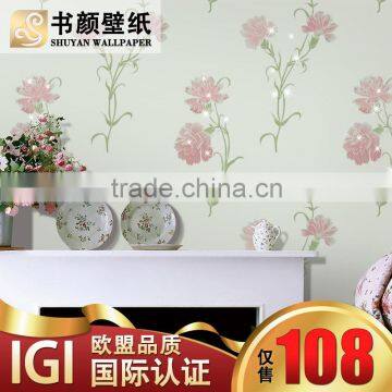 Cozy three-dimensional non-woven flower garden green bedroom living room TV background paved entrance -3d wall paper designer