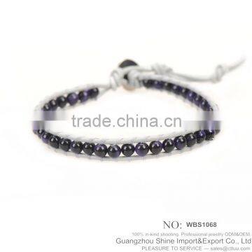 Purple & black leather simple design bracelet for girls string bracelet XE09-0095