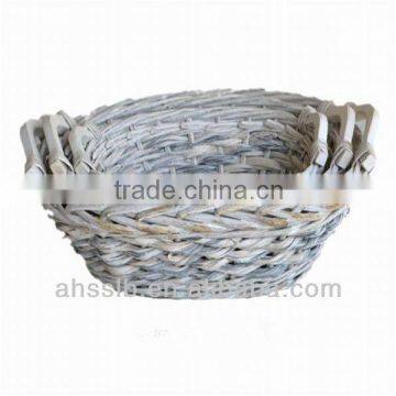 2013 new fashionable gray willow wicker storage floral garden gift tray