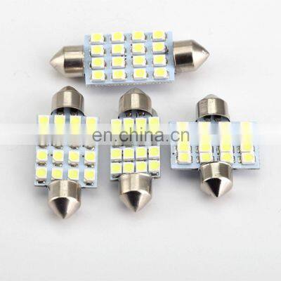 10Pcs Festoon 31mm 36mm 39mm 41mm C5W LED Dome Light Bulbs 16 SMD 3528 Car LED Interior Lights Auto Map Reading Lamps White 12V