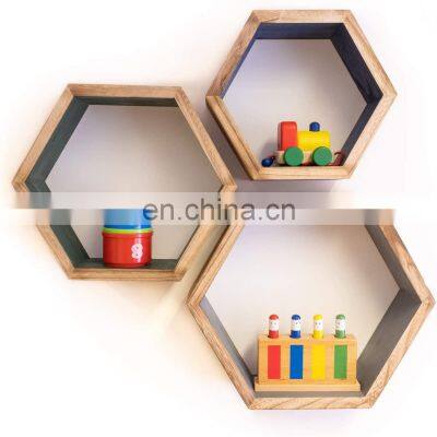 Honeycomb Shelves Wall Decor Geometric Shelf Floating Hexagon wooden Shelves