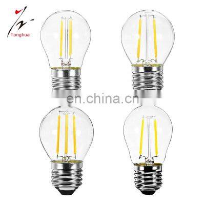 Tonghua High Quality Small E27 LED Filament Dimmable Clear Glass Edison Blub 220V E14 Lamp Holder Decorative Chandelier G45