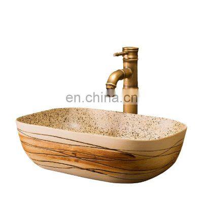 Bathroom ceramic basin with colored drawing process