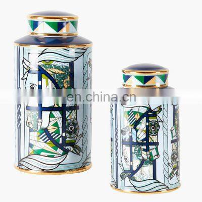 High-end Mideast Luxury Style Decorative Craft Tabletop Ceramic Vase With Horse Pattern photo-2