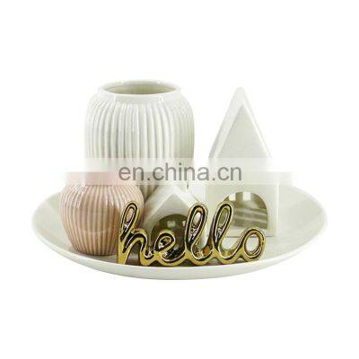 K&B luxury white modern Nordic style ceramic art vase home accessories decoration set