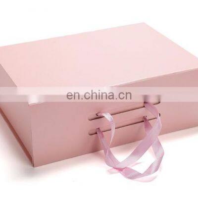 Hot Fancy Magnet Box Carton Black Rigid Flat Luxury Magnetic Folding Storage Paper Gift Box With Ribbon