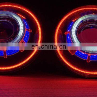 Lantsun 7 Inches LED Headlight/HID Starry Headlights With Devil Demon Eye and Led Angel Halo for JEEP JK 8 Color photo-4