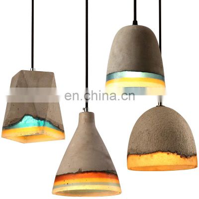 Restaurant bar minimalist 4 head shape fancy modern cement hanging lamp concrete pendant light