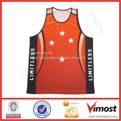 Fashionable Customized Sublimation Running Singlet of Five-Pointed Star Pattern