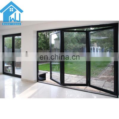 Outdoor Exterior Aluminium Stacking Bifold Accordion Folding Sliding Door Panoramic Patio Door Slide Turn Door System