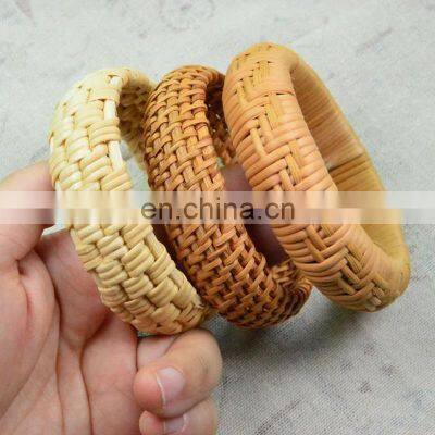 Hot Sale Handwoven Rattan bangle bracelet, Natural wicker straw large circle bracelet cheap wholesale