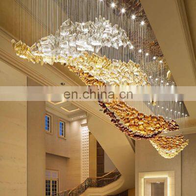 Hotel banquet hall water drop chandelier glass stone mountain shape lobby luxury hotel chandelier